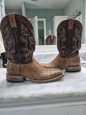 Men's Brown Crocodile-Pattern Western Boots - Brand Cavenders Boot
